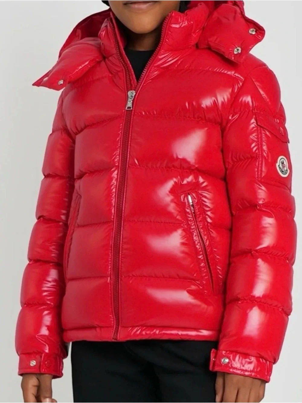 Moncler Kids Bright Red Quilted Puffer Jacket with Hood